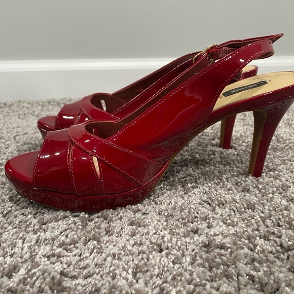 Alex Marie Shiny Red Open Toed Heels. Womens 9.5 - Picture 3 of 4